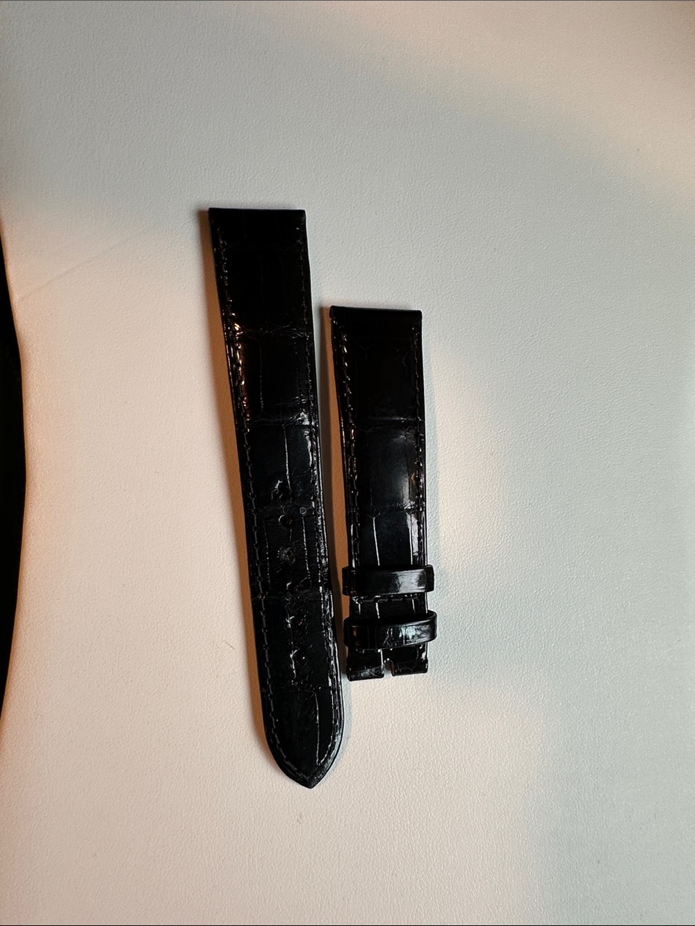 Patek Philippe Glossy Black Crocodile-Style Leather Watch Strap